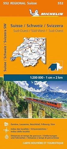 Mapa Regional Suisse / Schweiz / Svizzera Sud-ouest / Sud-west / Sud-ovest (11552): Straßen- und Tourismuskarte 1:200.000 (Mapas Regional)
