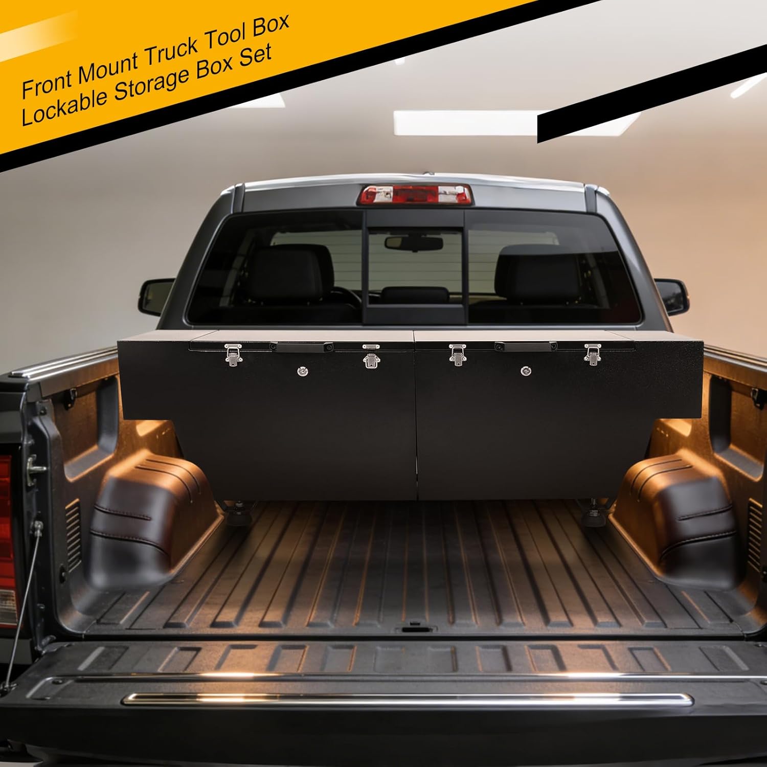 Truck Bed Tool Box Compatible with Toyota Tacoma 5 FT Bed, Chevy Colorado & GMC Canyon 5'2",Heavy Duty 18-Gauge Steel Lockable With Handle,Black Chest Storage Toolbox Waterproof Tool Organizer