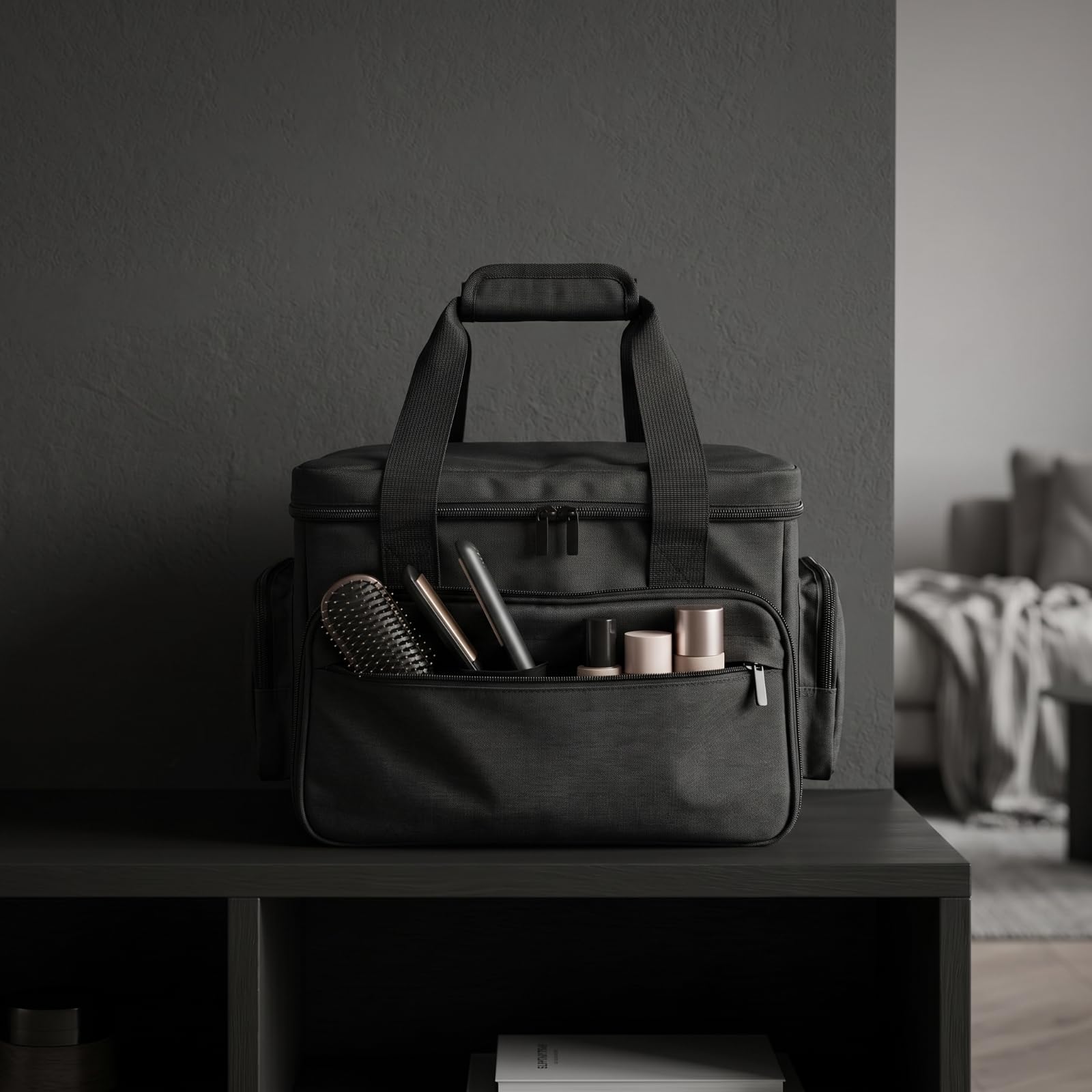 Neceser Viaje con Compartimentos Portátil Bolsa Aseo con Asa Práctico Neceser Viaje para Viajeros, Maquilladores, Viajes
