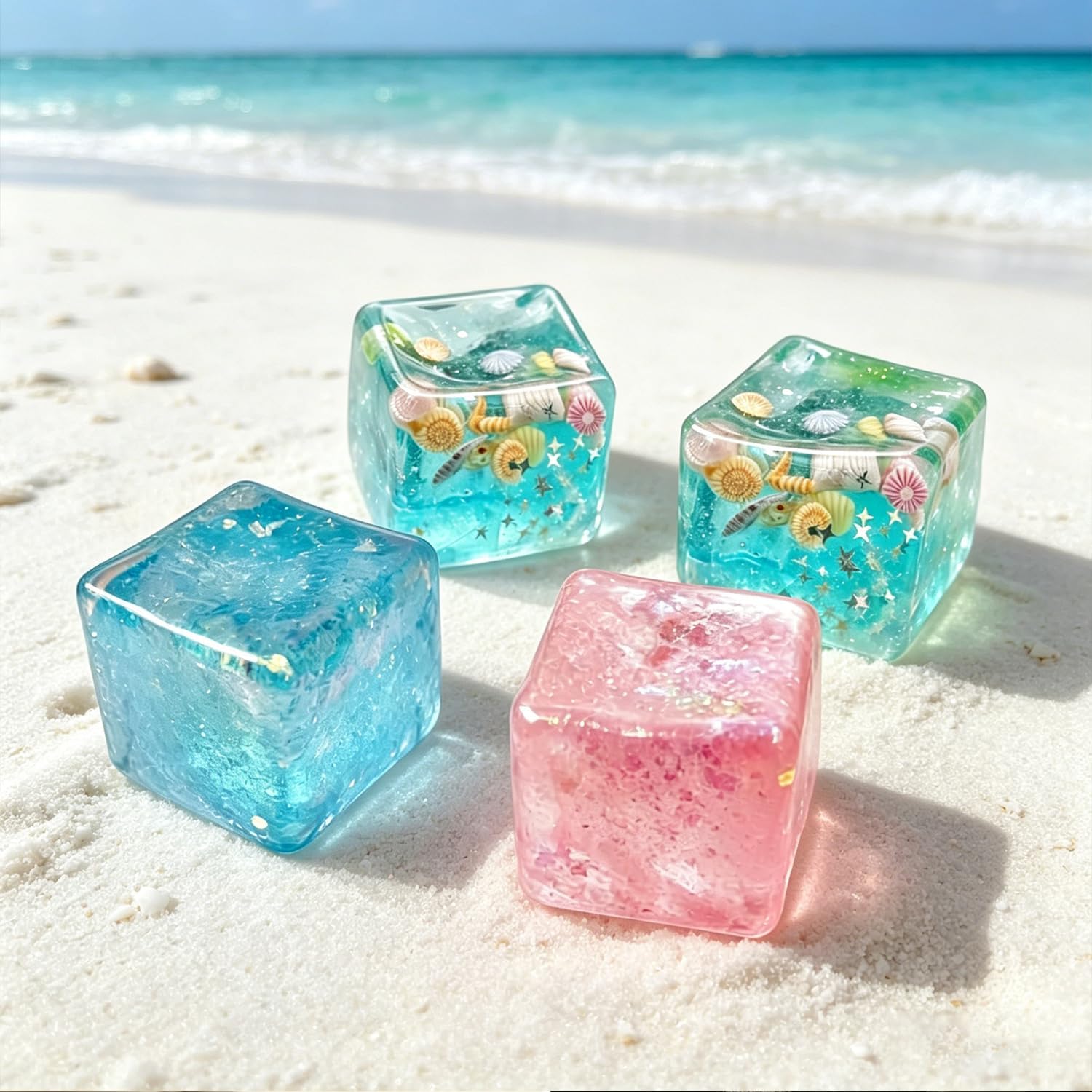 Premium Block Cube Squishy – Ice Cube Squishies for Adults, Squishy Cube, Stress Cube, Sensory Fidget for Stress Relief, Focus & Play (Blue & Pink, 2PCS)