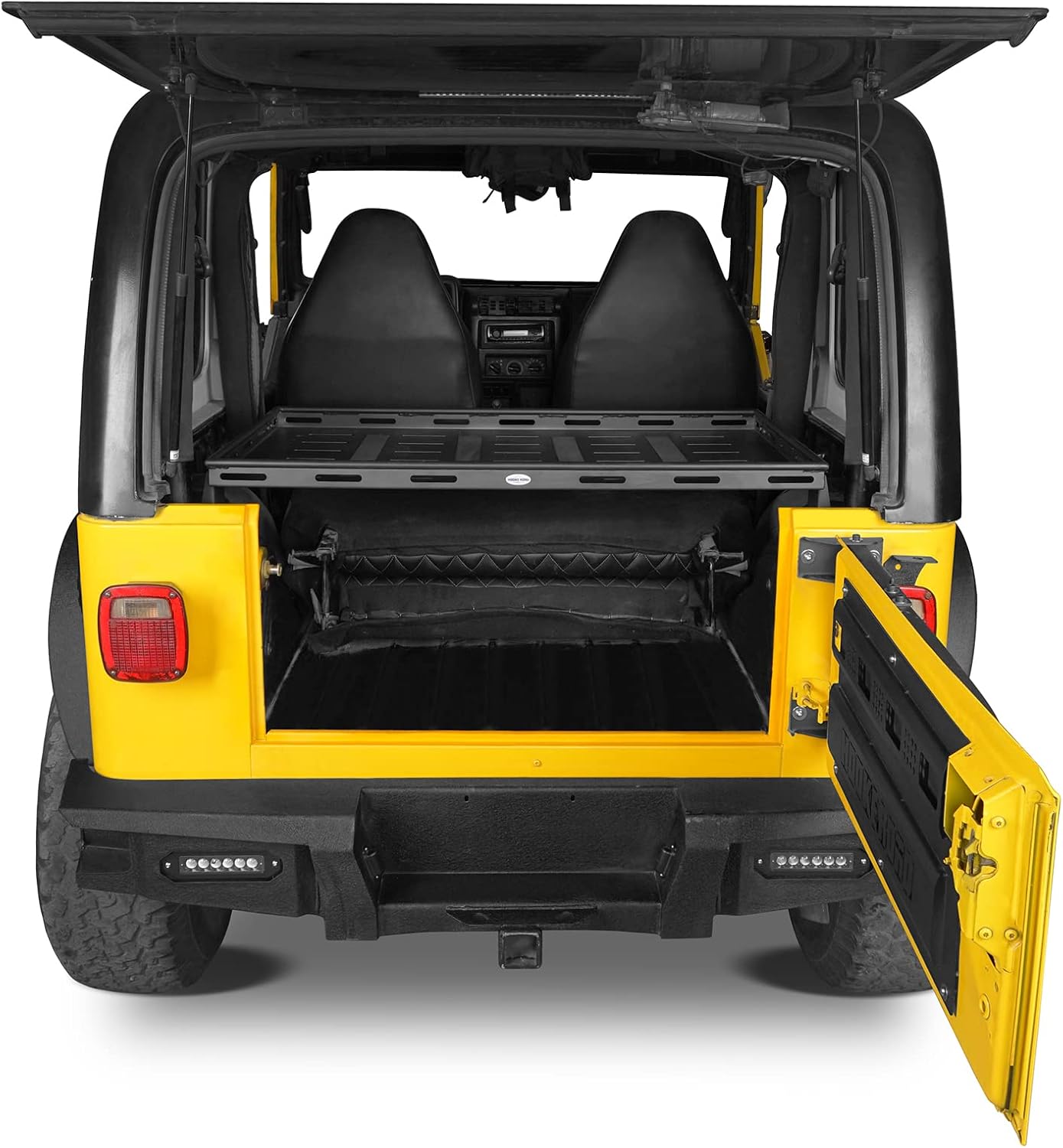 Hooke Road TJ Rear Trunk Cargo Rack Basket Tray Interior Storage Luggage Carrier for 1997-2006 Jeep Wrangler TJ