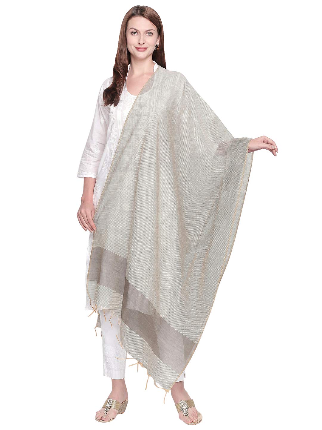 Women's Solid Silk Dupatta-image-8