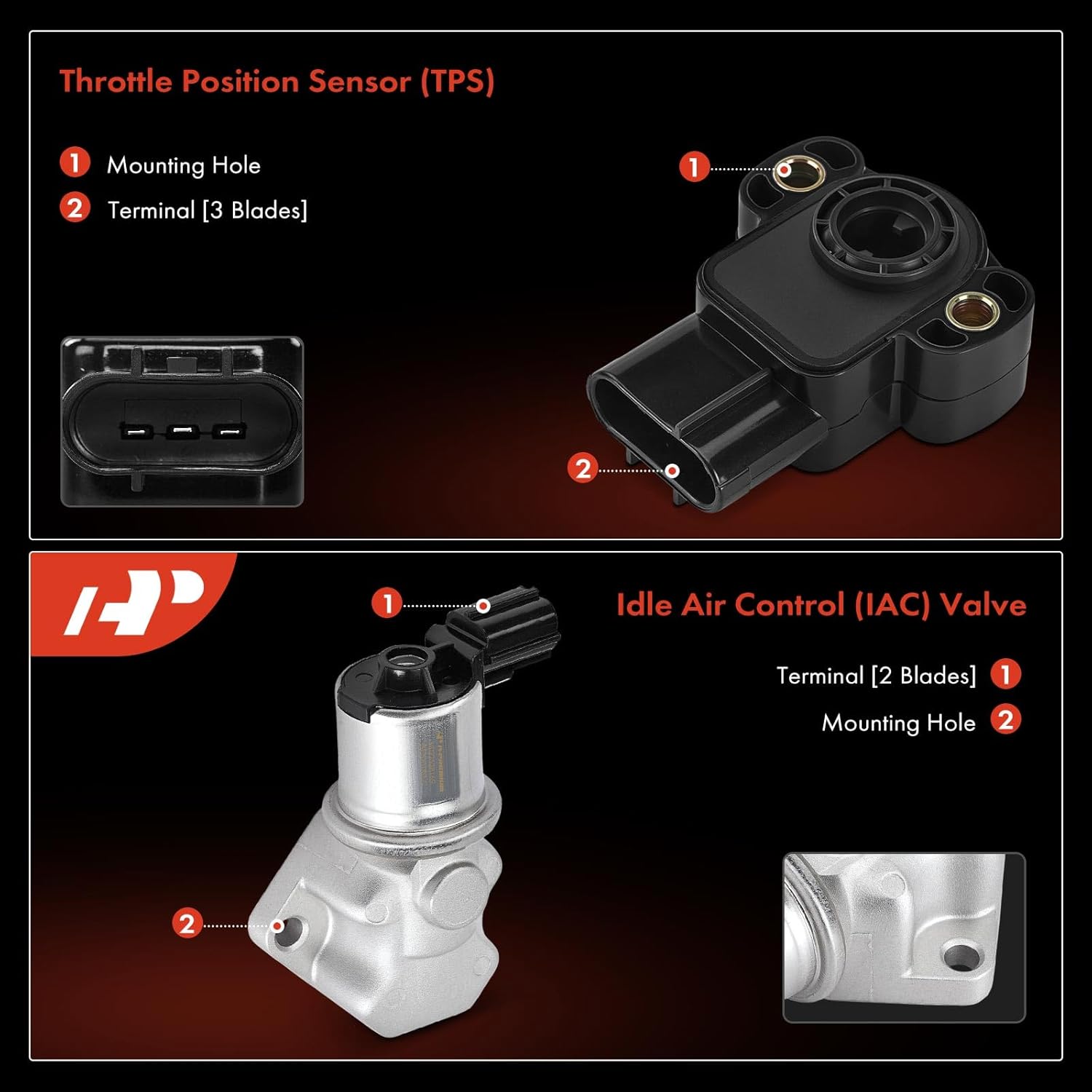 A-Premium Idle Air Control Valve IAC + Throttle Position Sensor TPS Compatible with Ford Windstar 2001 2002 2003 3.8L