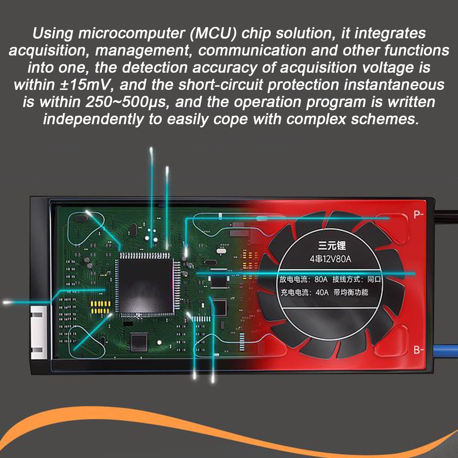 Inteligentny BMS, z Modułem Bluetooth, Obsługą Aktywnego Balansu, Funkcją UART, RS485 i CAN, Trójskładnikowa Płytka do Zarządzania Baterią Litową PCB Płytka Zabezpieczająca Baterię,17S 60V-80A