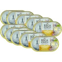 Riga Gold Mackerel Fillet in Oil Pack of 10 in Metal Tin x 190g Caught in the Northeast Atlantic FAO 27 Ready Meals in Canned Fish 10 x 190g/129g
