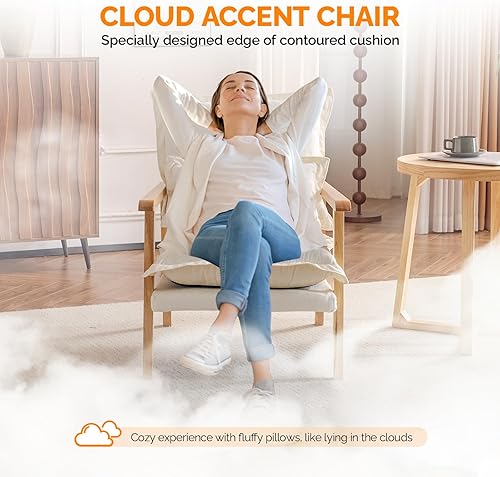 Miniatura 4 de VINGLI Mid-Century Modern Cloud Accent - Juego de 2 sillones con almohada lumbar, sillas de lectura con cojines de asiento de 6.3 pulgadas de grosor