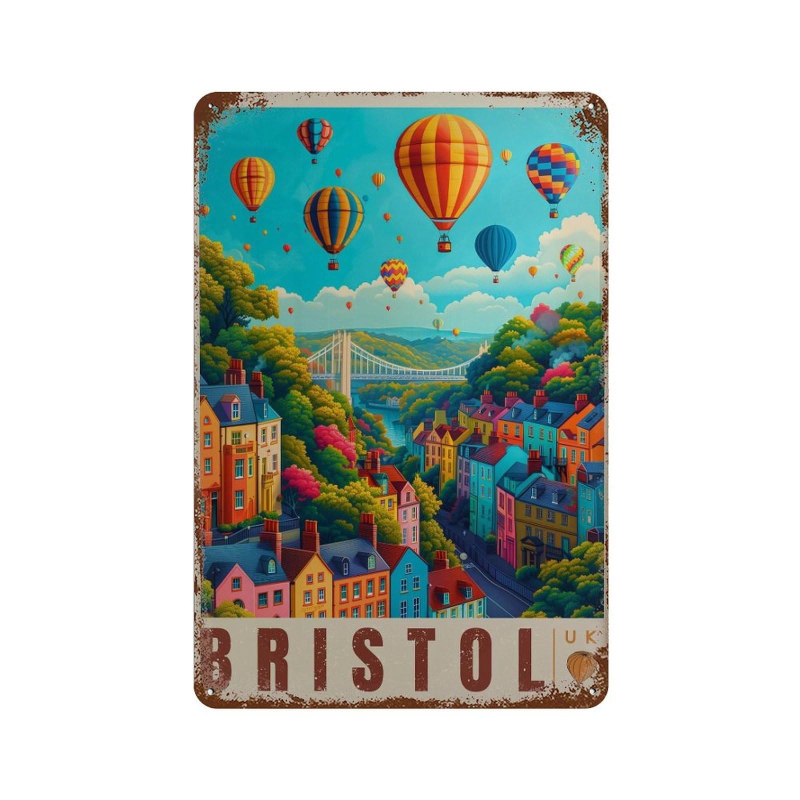 xiaoxiaoshen Bristol Balloon Fest Travel England Wall Decor Art Metal Tin Poster Modern Home Decor Art Home Bar Shop Decorations Vintage Sign 30x20cm