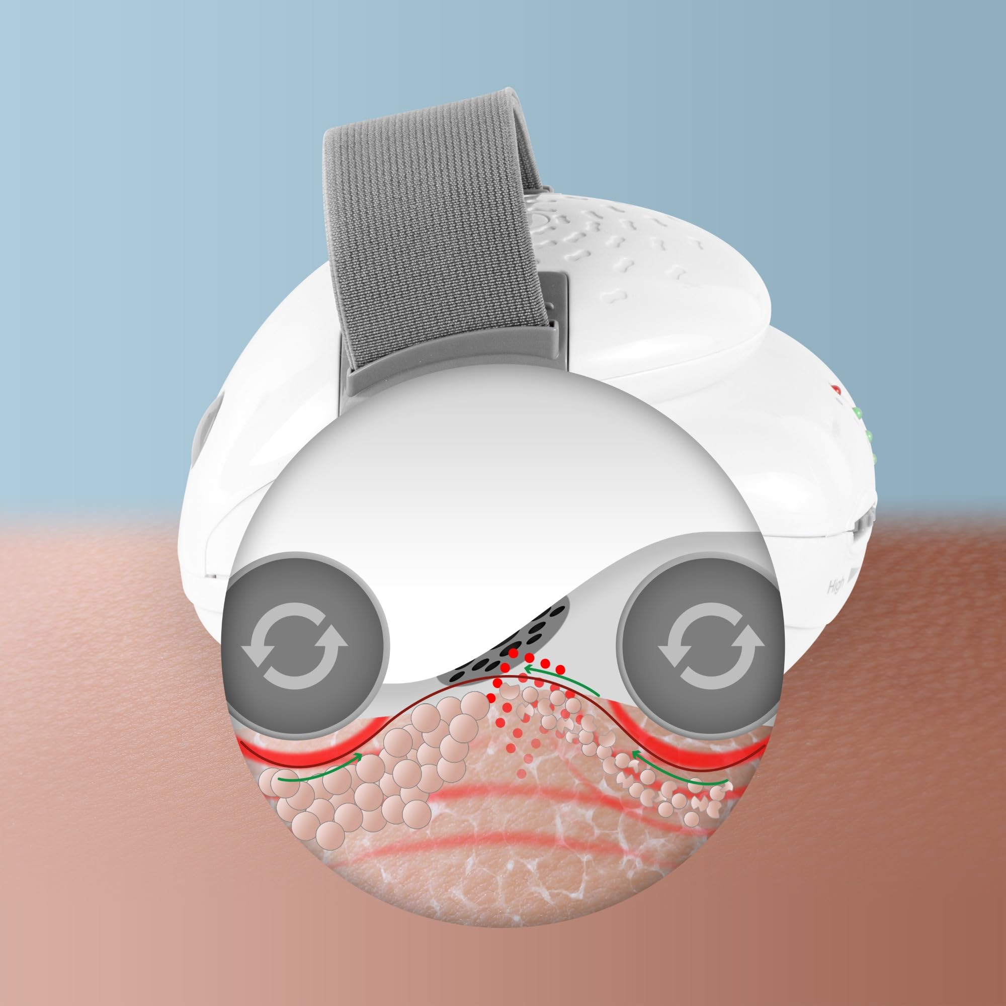 Skin Mass Grey - Masajeador Anticelulítico Corporal Vacío - Dispositivo Reafirmante Piel Tonificante - Tratamiento Piel De Naranja Eficaz - Rodillos Vibración Drenante Circulación - Intensidad
