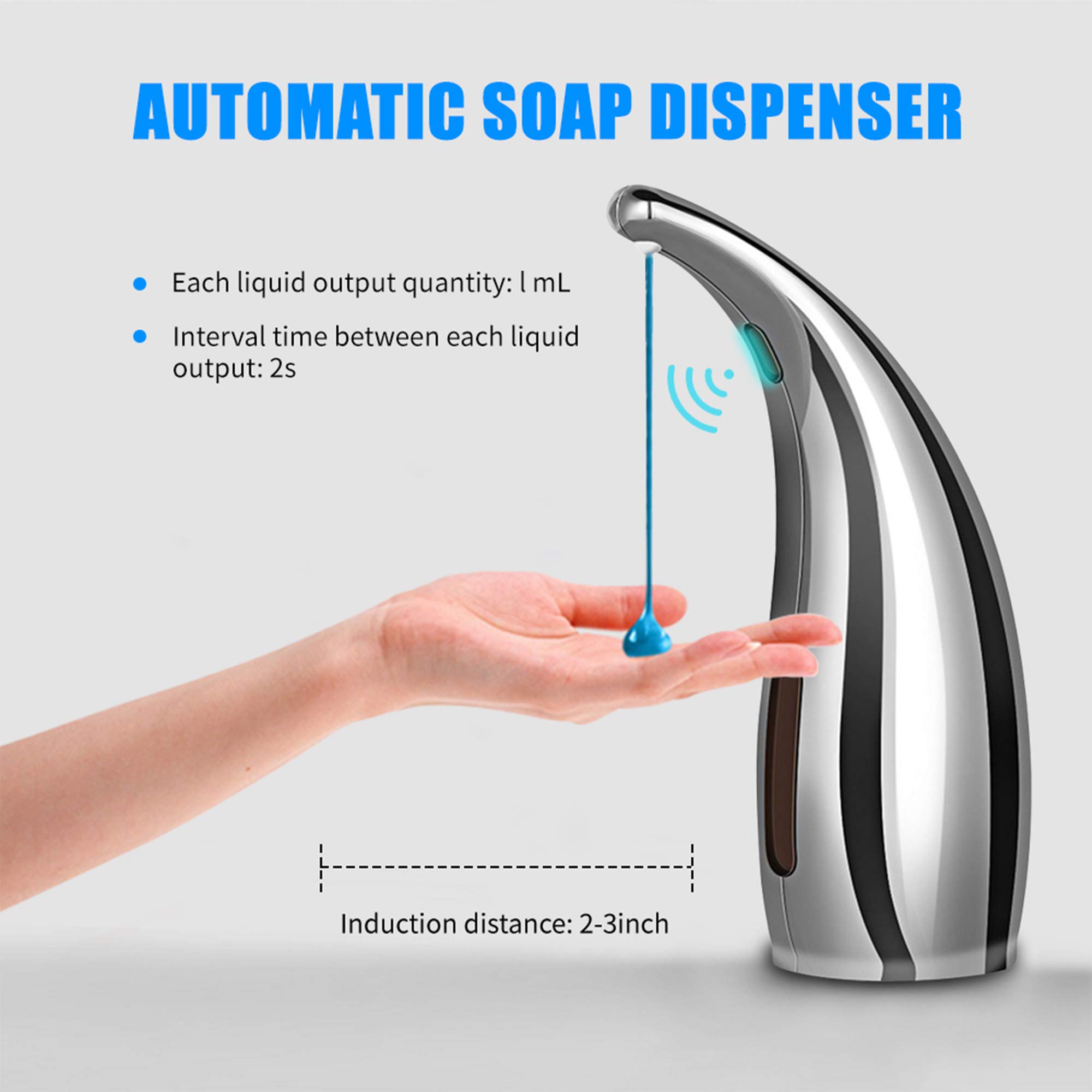 Erogatore di Sapone Dosatore Automatico di Sapone Liquido a Pompa Dispenser di Shampoo in Schiuma Touchless con Sensore Intelligente a Infrarossi per Bagno in Cucina,