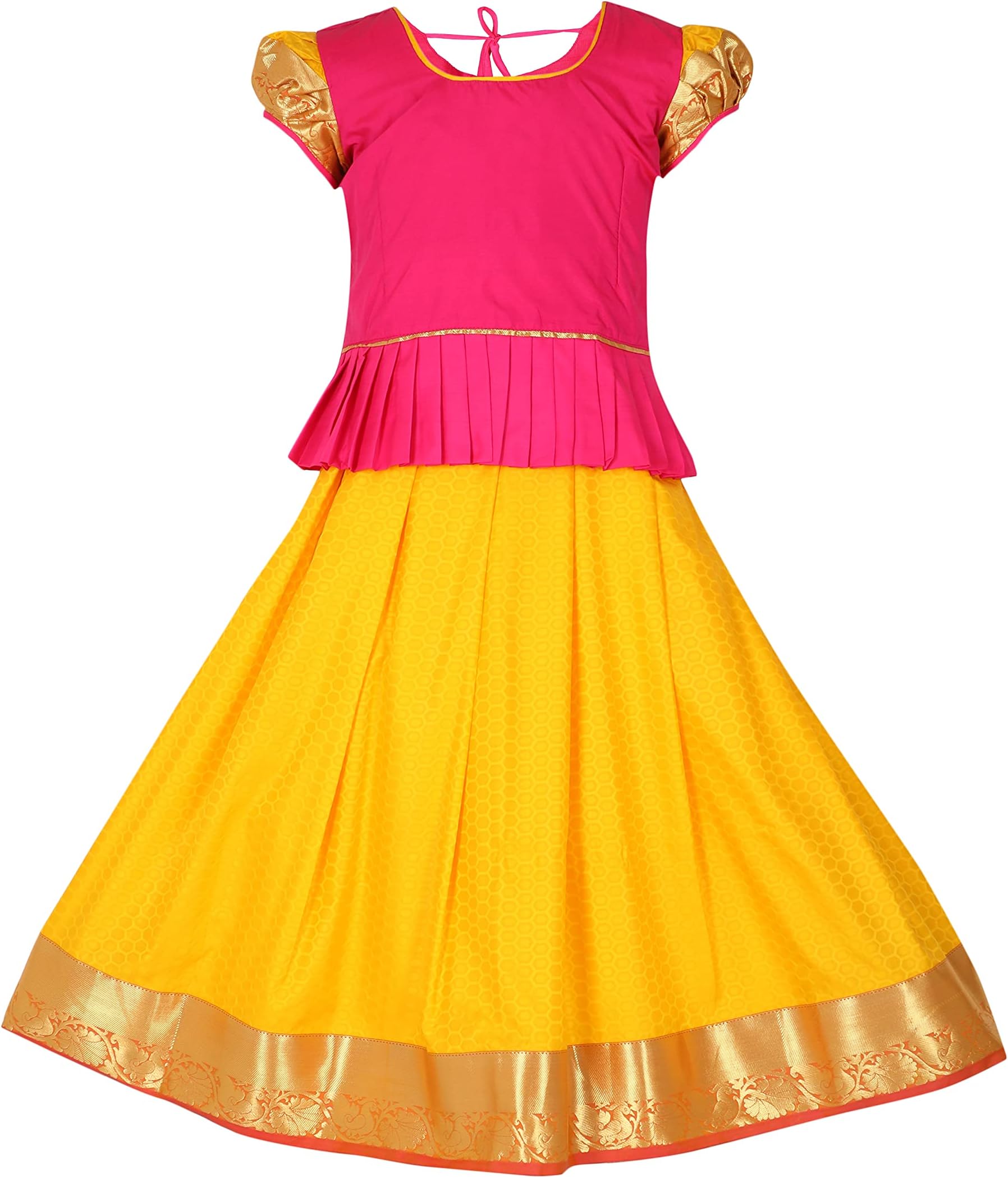 kaatruThana Silk Girls Pavadai Set (D60) - Lehenga Choli (Prince Size Chart) (5-6 Years)