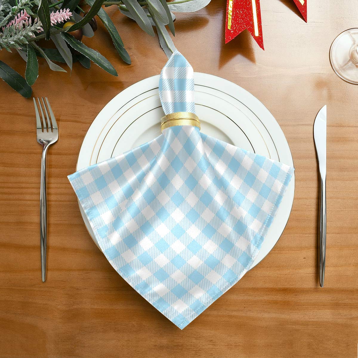 Mnsruu - Lot De 6 Serviettes De Table En Polyester Lavables (50,5 X 50,5 Cm) | Style Vintage & Pratique Pour Fêtes & Repas En Famille