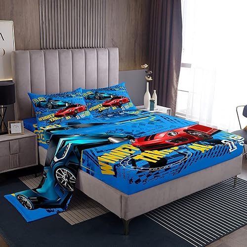 Miniatura 6 de Castle Fairy Juego de edredón y sábanas de coche deportivo, tamaño individual, para niños, adolescentes, niños, niñas, decoración de habitación
