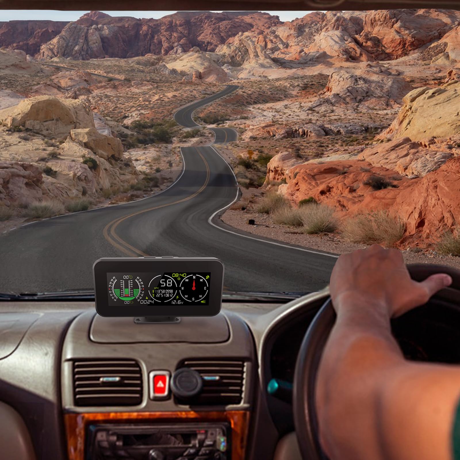 KAISAL Inclinómetro Digital Inteligente para Coche,Brújula GPS Velocímetro con Aviso de Velocidad,Inclinómetro Multifunción con Pantalla HD,Inclinómetro para Vehículos Todoterreno