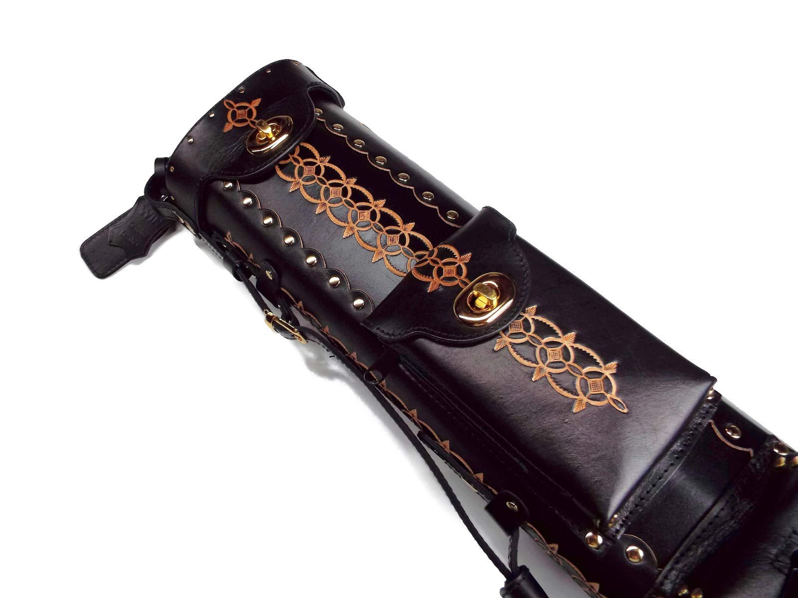 Win Genuine Tooled Leather in Black 3 Butt 5 Shaft 3X5