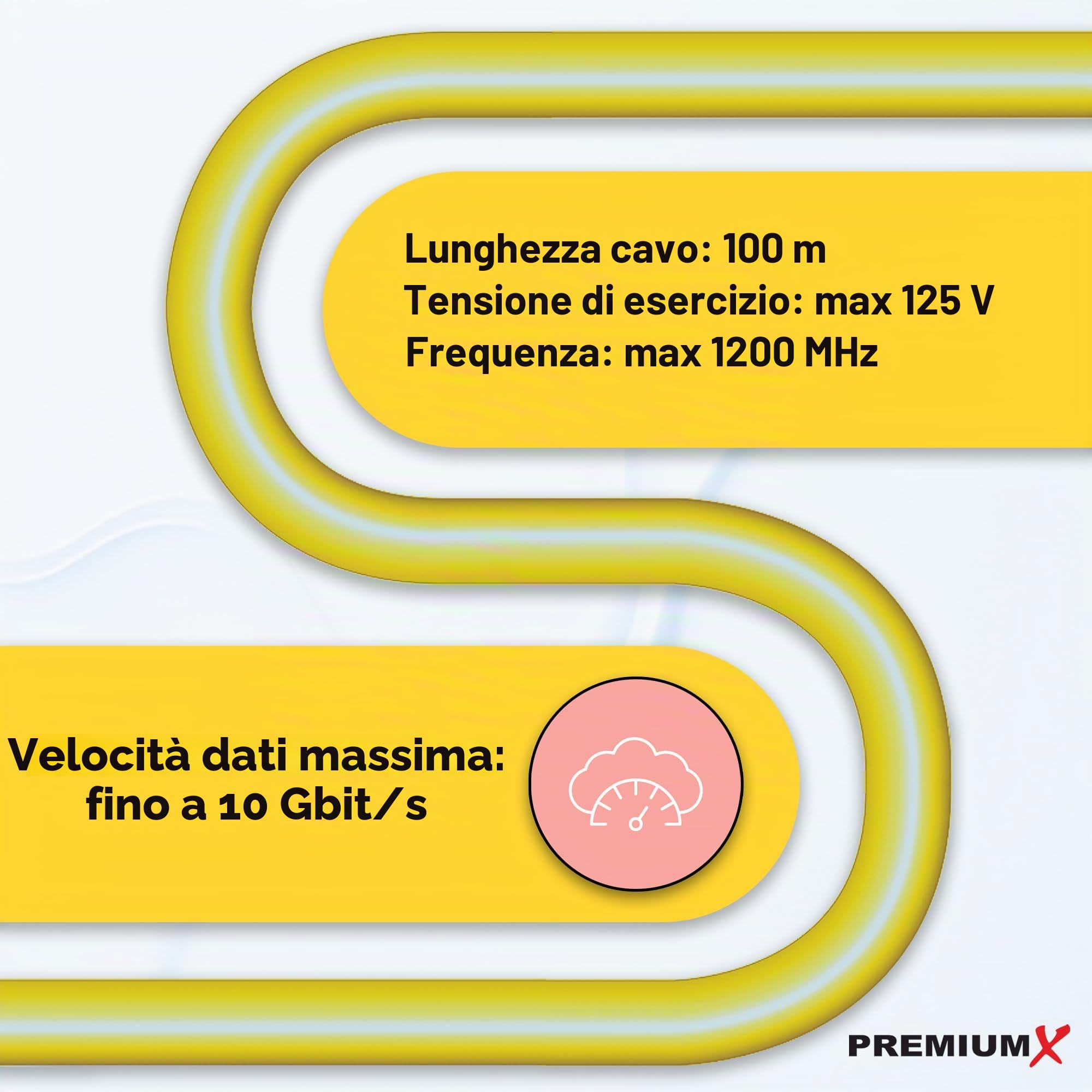 Premium X CAT 7A Cavo di rete 100m - Cavo Ethernet CAT7A Rame Puro - Schermato S/FTP - Cavo dati LAN Gigabit 1200 MHz 4x2xAWG23 PIMF PoE 10Gbit/s Senza alogenuri - Cavo di installazione - 100 metri