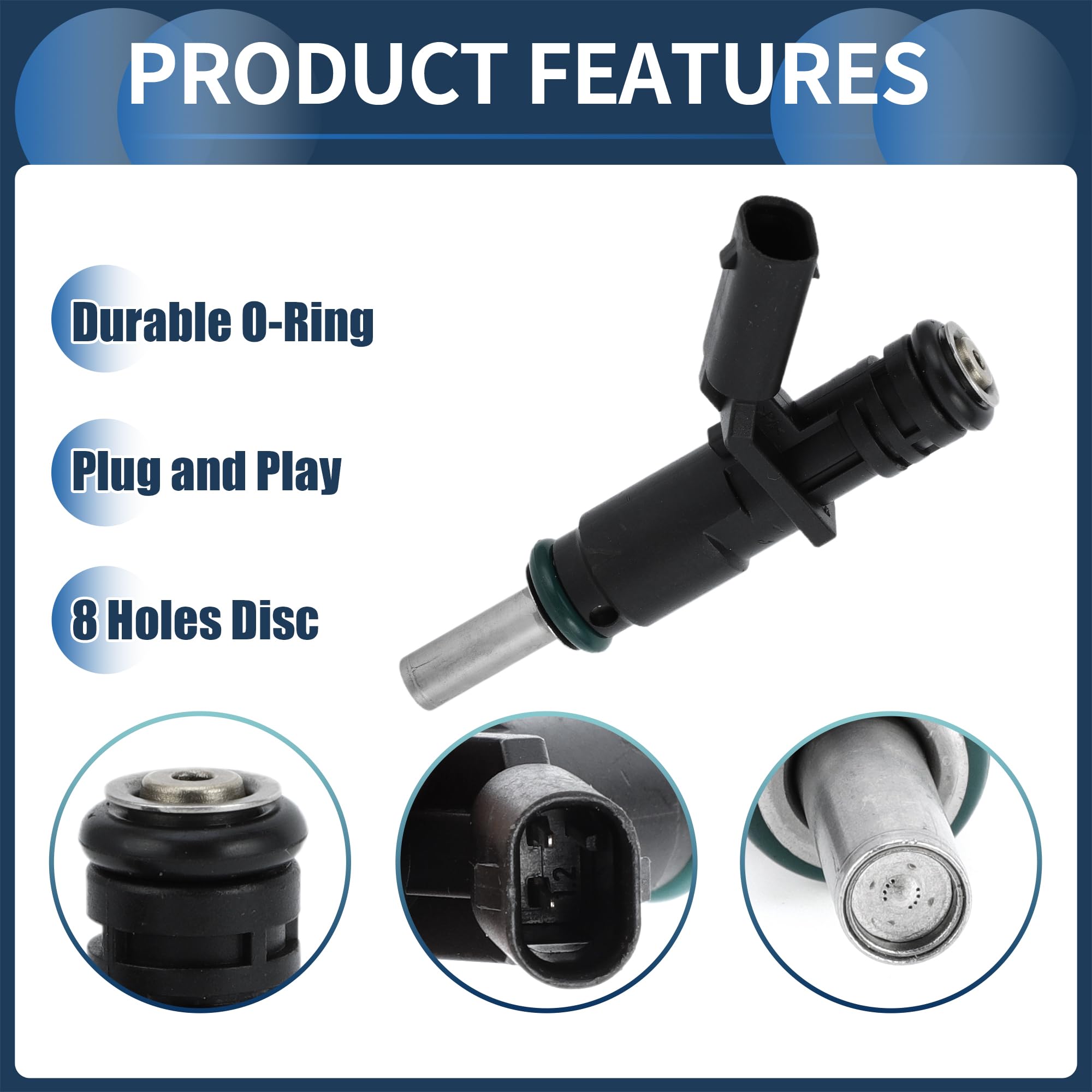 Inyector De Combustible Para Mercedes-Benz C230 2.5 05-14 6Pcs | Negro, Metal/Plástico, 68011710Aa, Para Mercedes-Benz W204, R230, W211, W212, Clk, Slk, Ml, R, Voltaje: 12V, Pines: 2