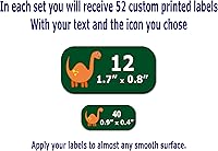 Vista 4 de Etiquetas de nombre personalizadas: diseños de iconos para niños, niñas y niños. 52 etiquetas impermeables para escuela, guardería y campamento.