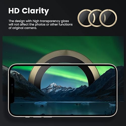 Miniatura 49 de Tensea Protector de lente de cámara para iPhone 14 Pro/iPhone 14 Pro Max, protector de pantalla de vidrio templado 9H, protector de anillo Purpurina