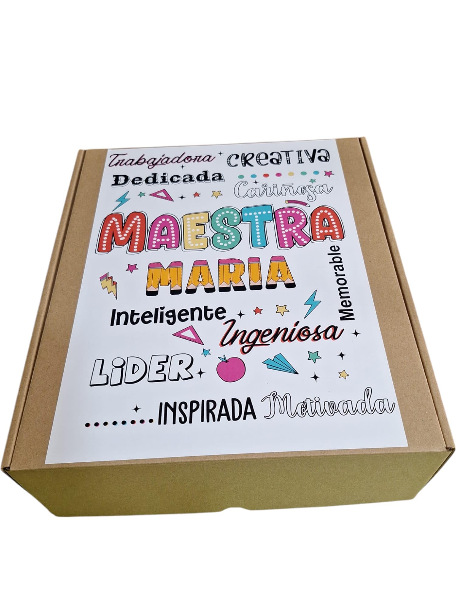 Genérico Pack de Regalo personalizado con nombre y texto, para maestras, Profesoras, profesoras de guardería.