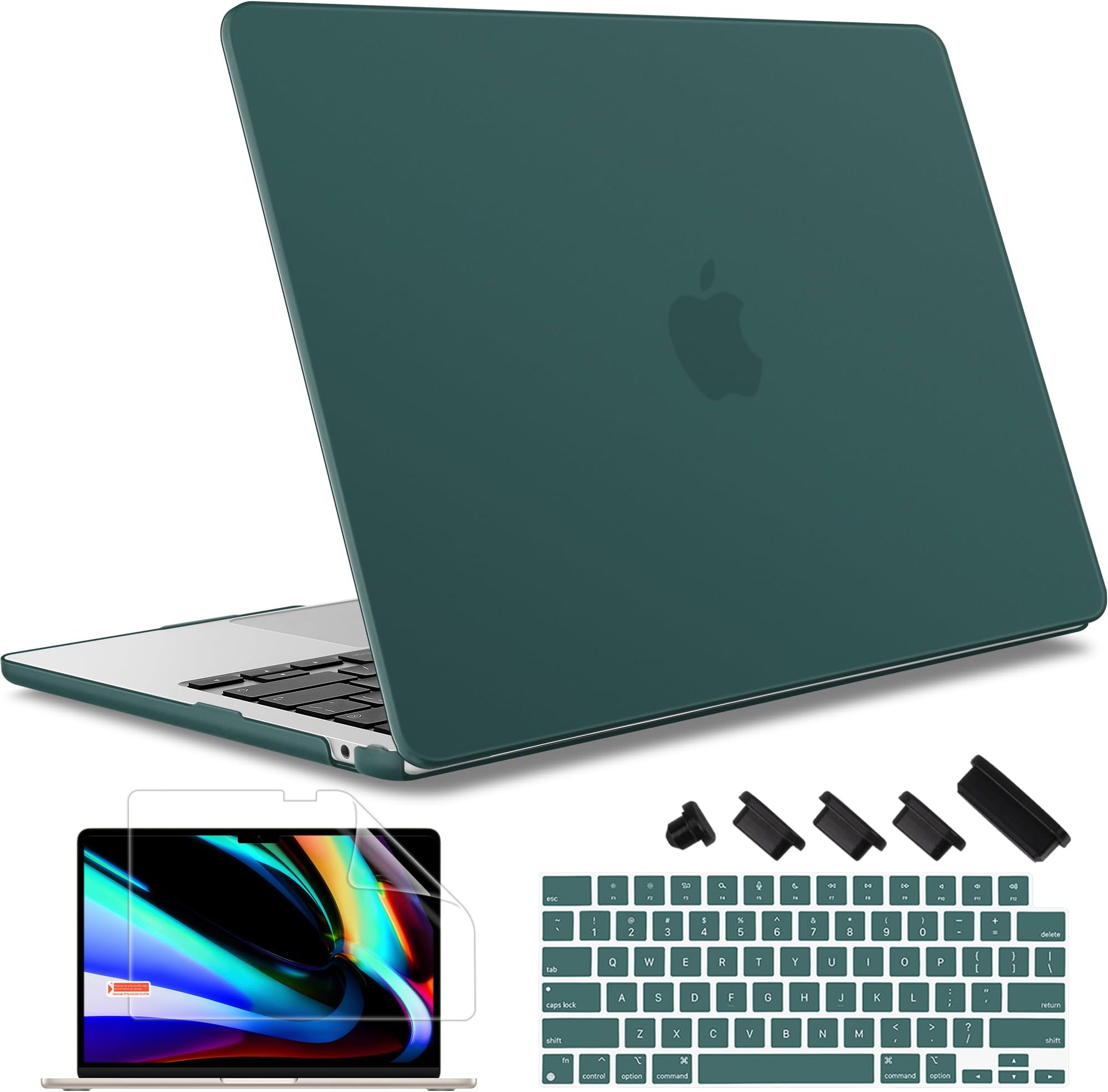 May Chen for M4 MacBook Air 13.6 inch Case 2025 2024 2023 2022 Release A3240 M3 A3113 M2 A2681, Plastic Hard Shell Case for MacBook Air 13.6" with Retina Display Fits Touch ID, Dark Cyan