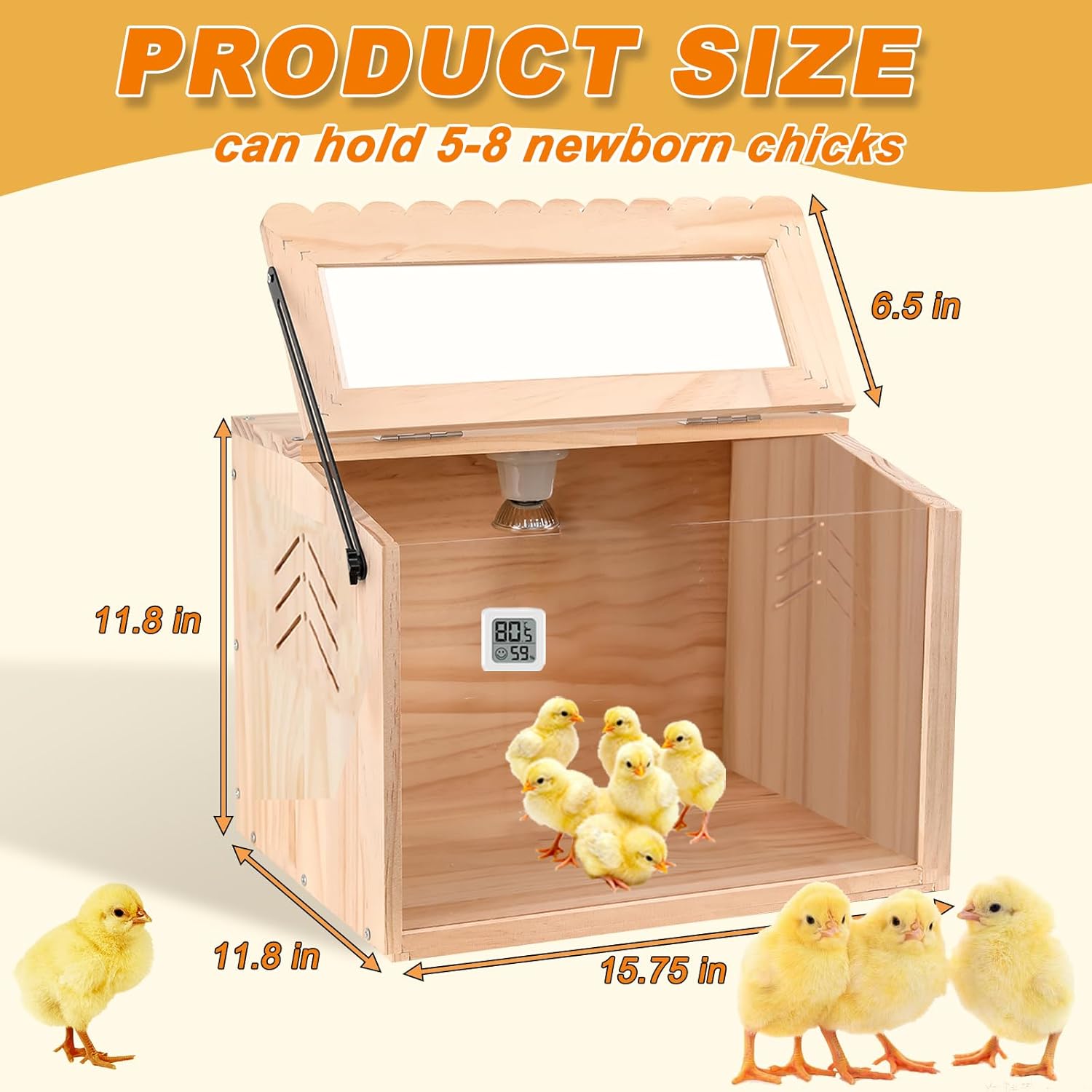 Chicken Brooder Box, Brooder Box for Chicks & Quail, Small Chicken Coop Quail Cage with Heat Lamp, Ideal for Chicks, Ducks, Quails, Hamsters and Lizards (15.75 x 12 x 12 in)