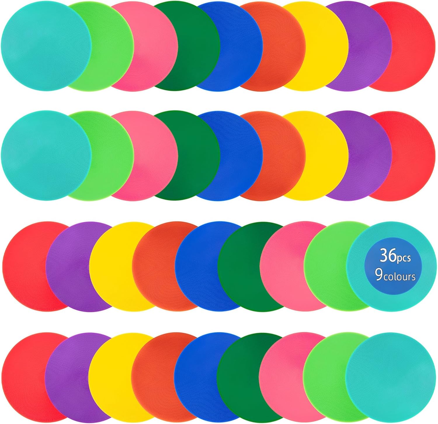 Spot Markers 4 Inch 9 Inch Non Slip Rubber Floor Markers Flat Field Cones Poly Dots for Soccer Basketball Sports Speed Agility Training and Drills