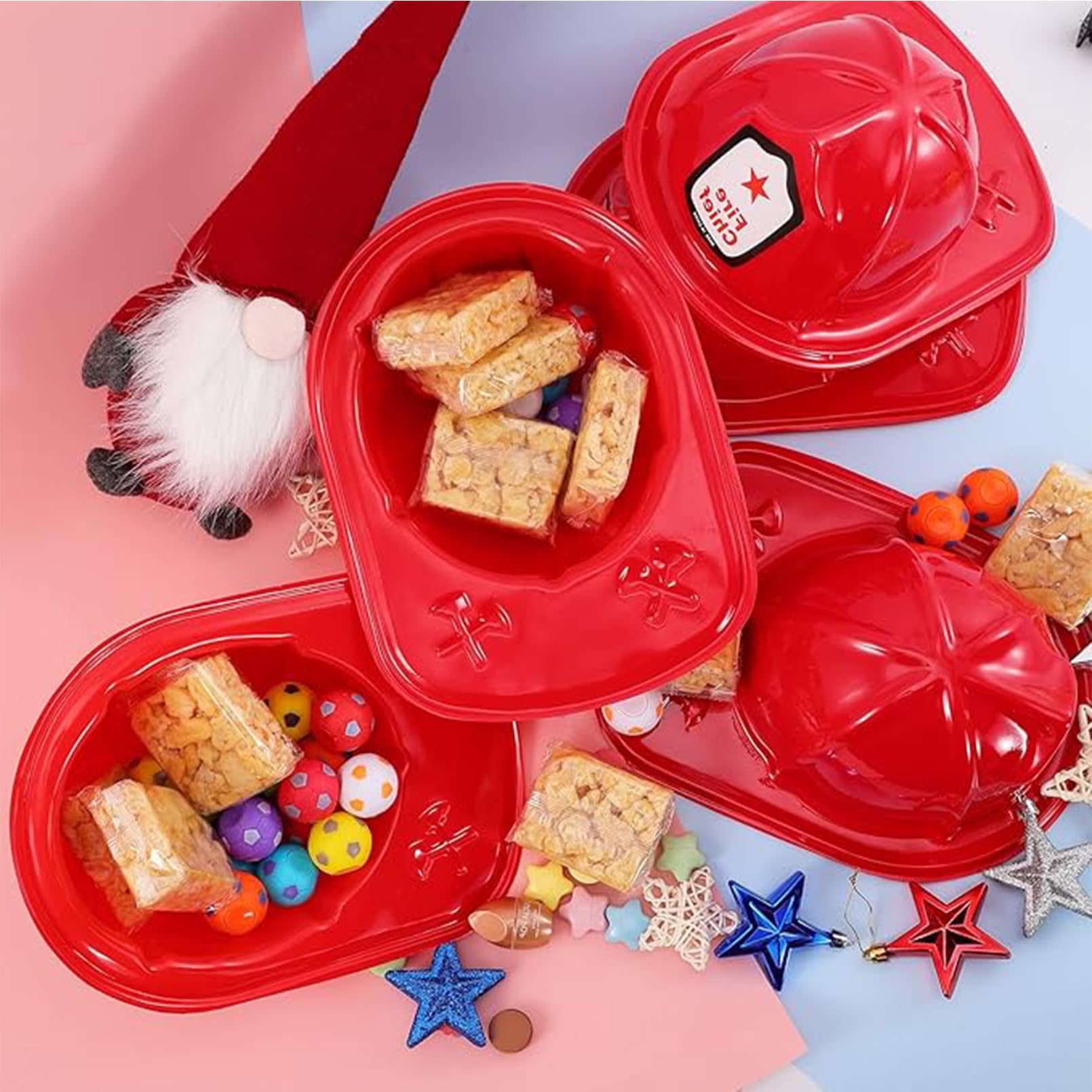 Casco da vigili del fuoco per bambini, 24 pezzi, per bambini e adulti, morbido casco da vigili del fuoco, cappello da pompiere, cappello da festa per giochi di ruolo, accessorio per feste