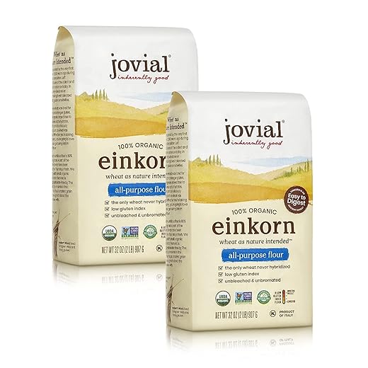 Jovial Einkorn 100% Organic Einkorn All Purpose Unbleached Flour For Baking, High Protein, Non-GMO, USDA Certified, Product of Italy - 32 Oz, 2 Pack