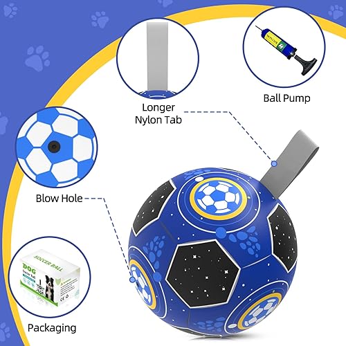 Miniatura 6 de Pelota de fútbol interactiva para perros, guerra de tirones, juguete de tirar para perros, juguete de agua para perros, bolas duraderas para perros