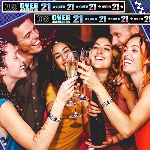 Vista 6 de 500 pulseras de más de 21 pulseras holográficas para eventos, pulseras de plástico para fiestas, pulseras impermeables para eventos, conciertos