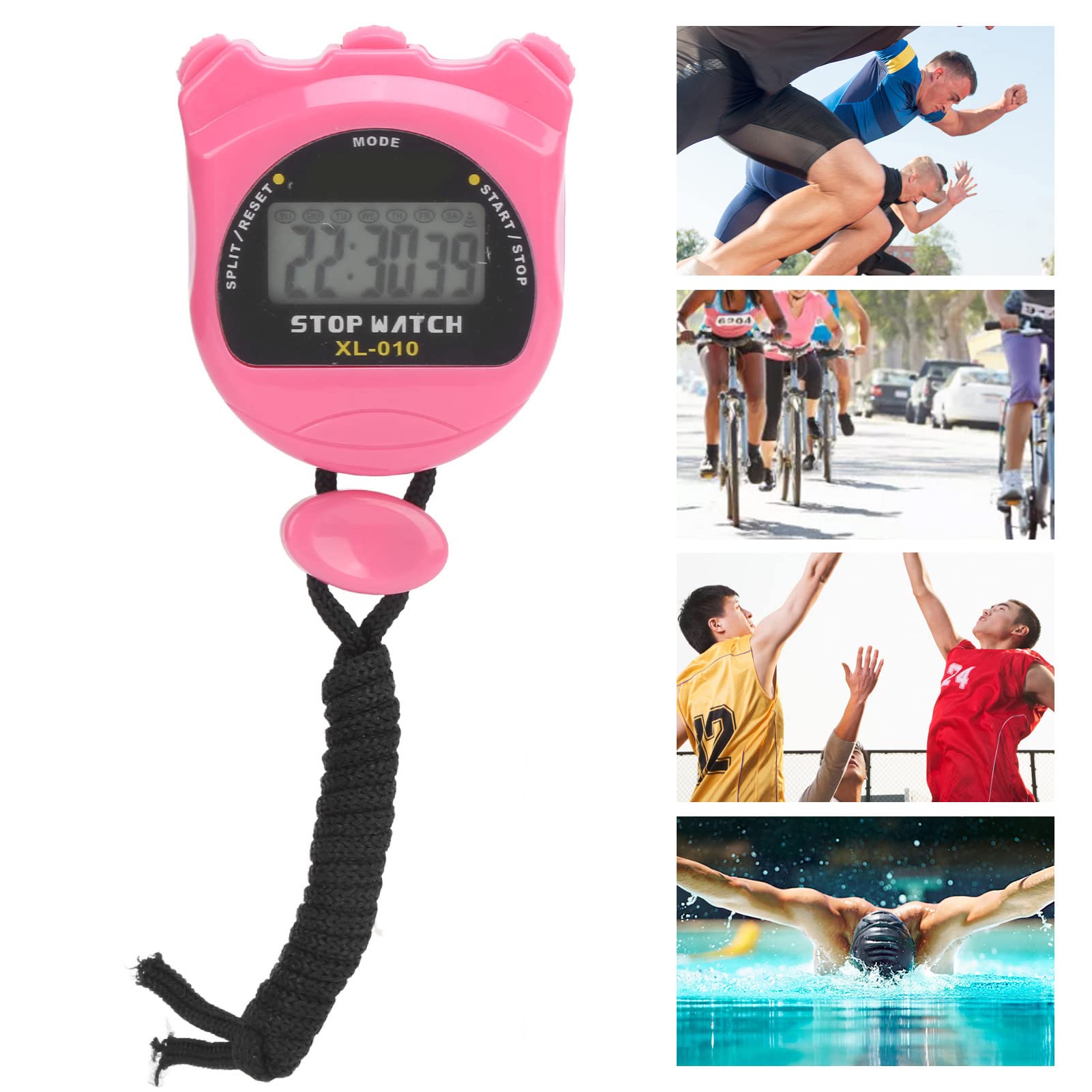 Voluxe Minuterie Électronique de Sport, Chronomètre Rose Imperméable pour Compétitions et Forme Physique