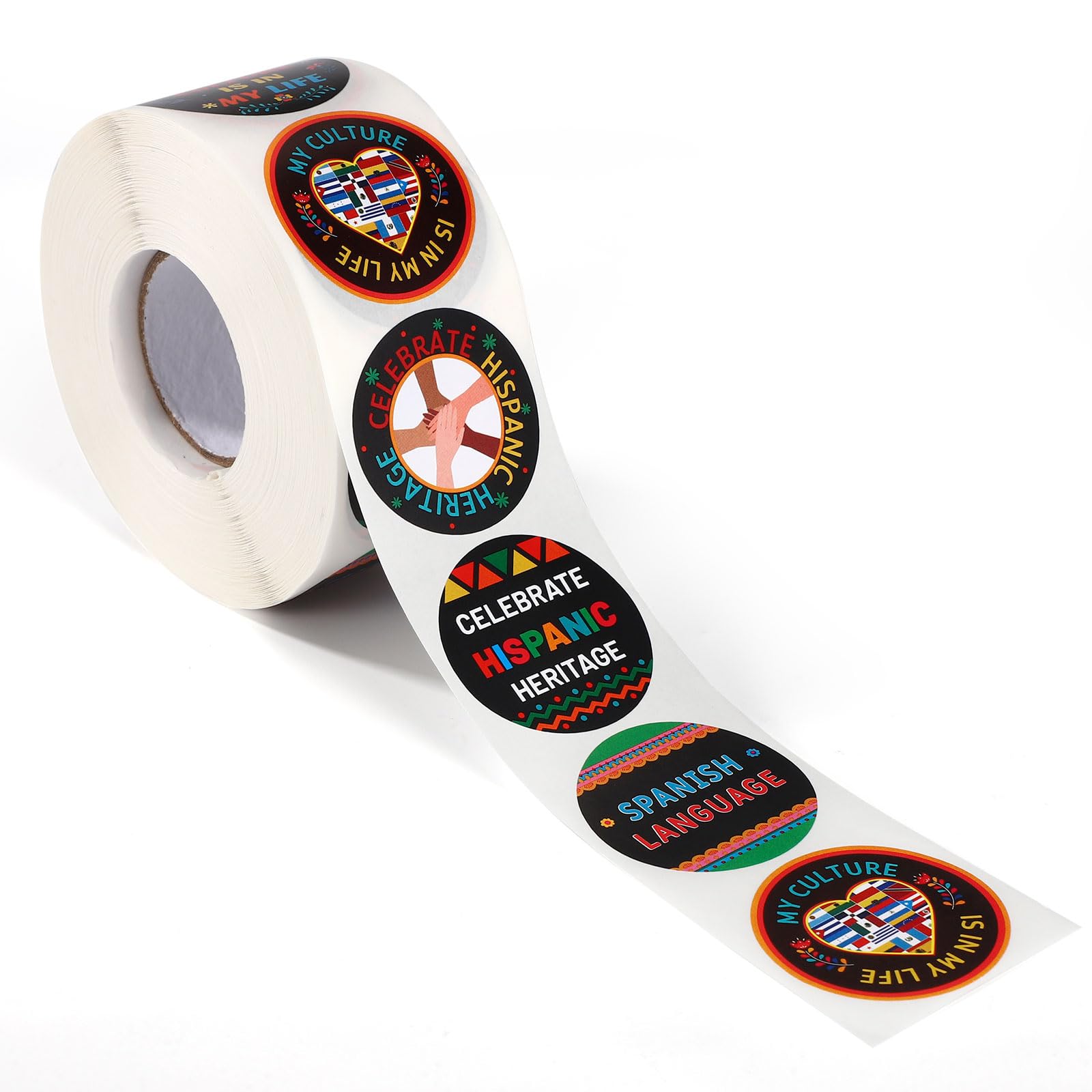 lasuroa 1000pcs Hispanic Heritage Month Stickers, 6 Styles 1.5in Round Latino Culture Spanish Traditional Month Stickers Roll Ideal Decorations and Party Favors for Celebrating