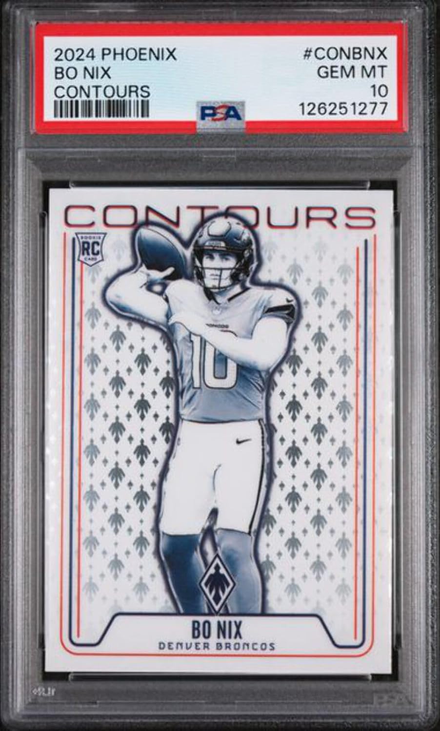 Graded 2024 Panini Phoenix Bo Nix #CONBNX Contours Rookie RC Football Card PSA 10 Gem Mint