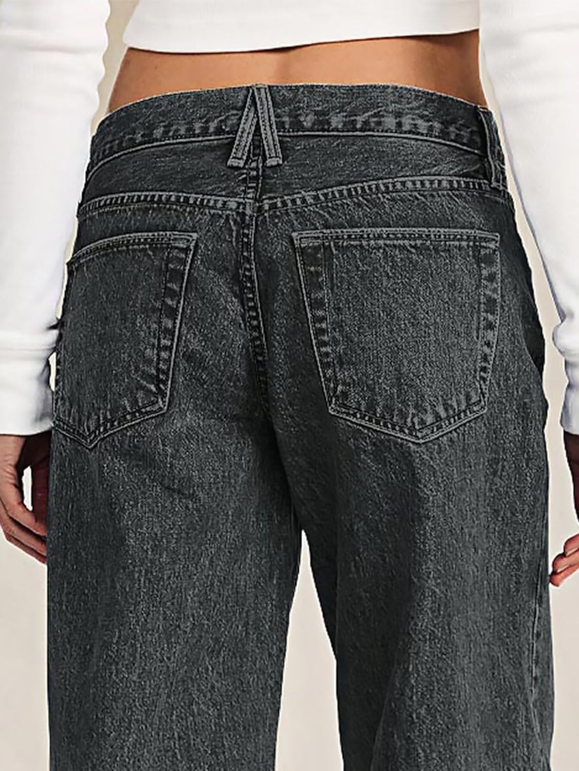 Flamingals Straight Leg Baggy Jeans for Women Mid Rise Wash Seam Front Boyfriend Wide Leg Jeans Casual Denim Pants - Image 5