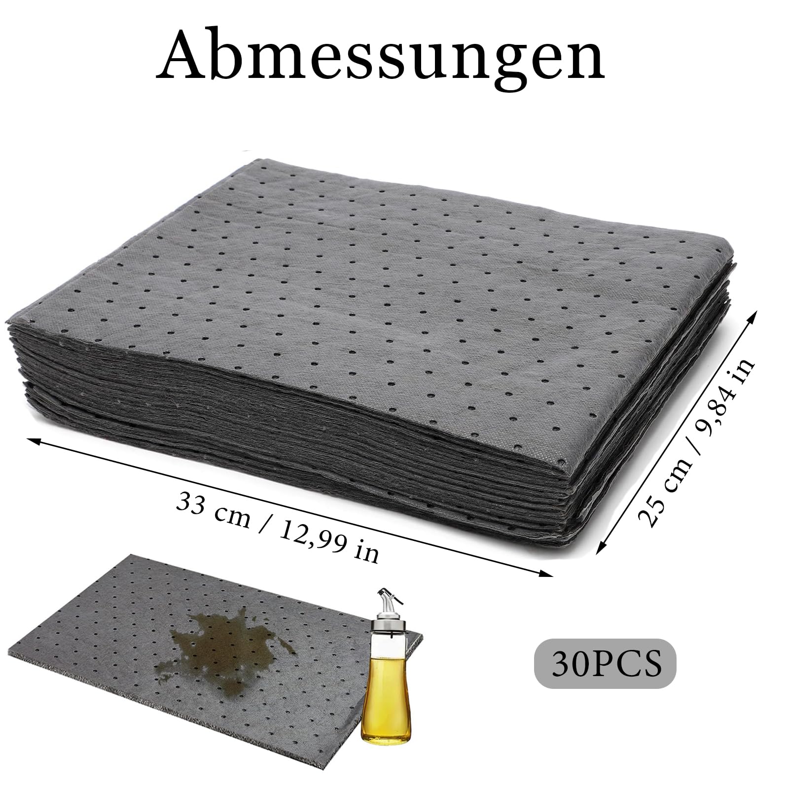 Tapis Absorbant Liquide Universel, 30 Pièces Tapis Absorbant l'huile pour Atelier, Tampon Absorbantes D'huile Industrielle, Lingettes Absorbantes D'huile Universelles, pour la Maison, le Garage