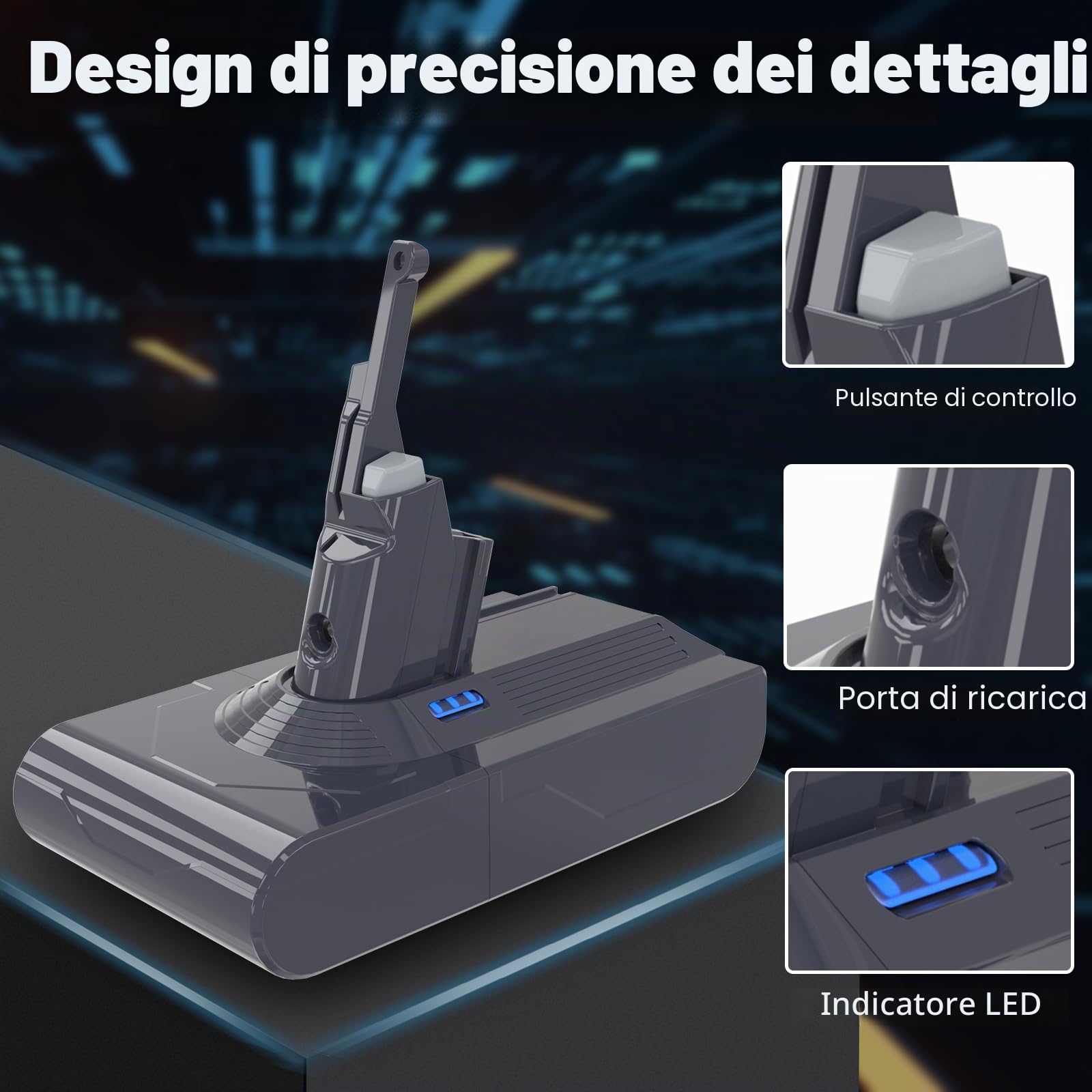 6000mAh Batteria per Dyson V8, Compatibile con Dyson V8 Animal, Absolute, Fluffy, Parquet, SV10, Slim aspirapolvere- con 2 filto e 1 Cacciavite