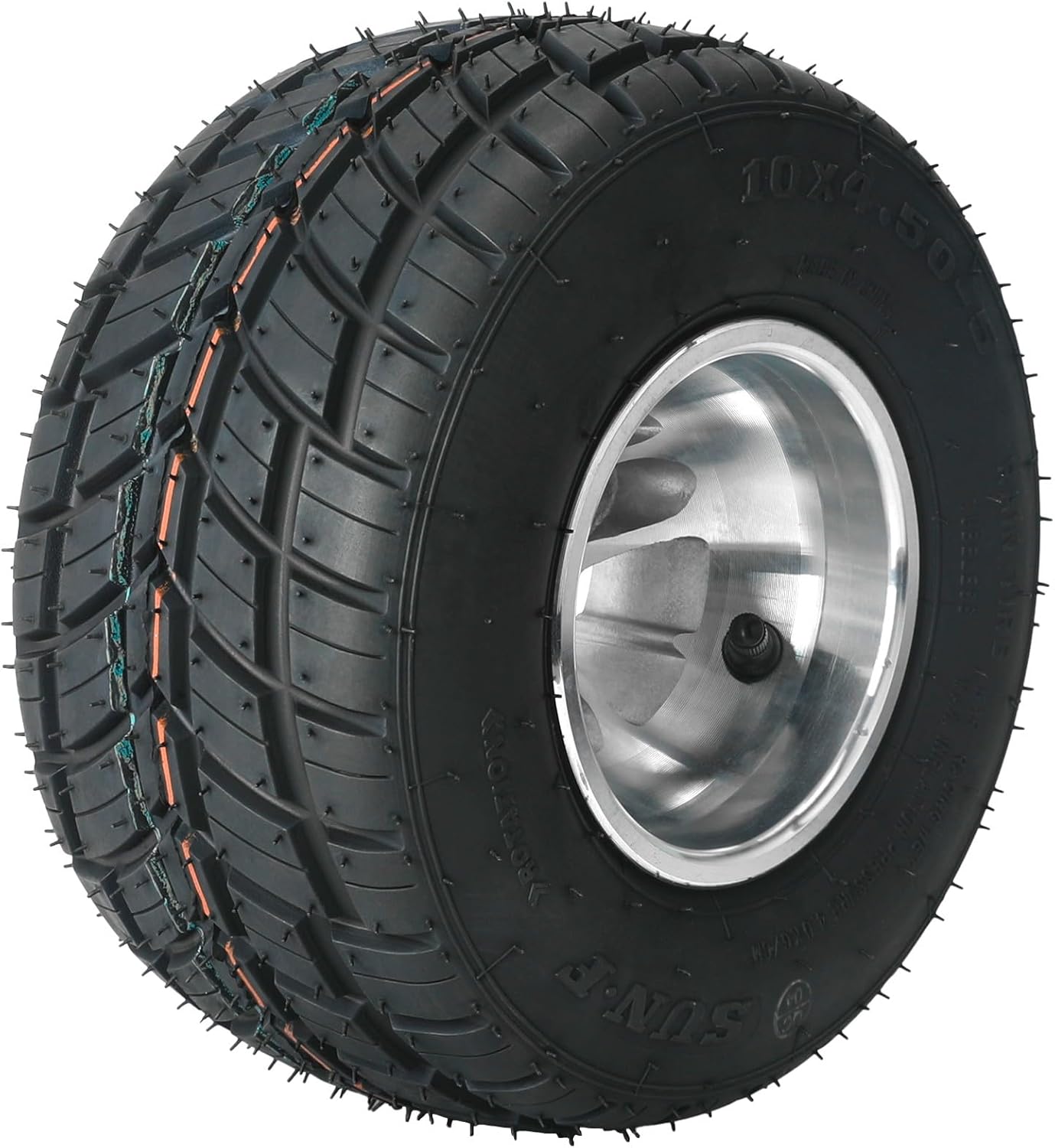 Front 5in Rain Road Tires, 10x4.50-5 10x4.50x5 Go Kart Tires and Rims for Racing Kart Quad Drifting Mini Bikes (Offset: 32mm, Tubeless Tire, 5-Inch, 3 Holes)