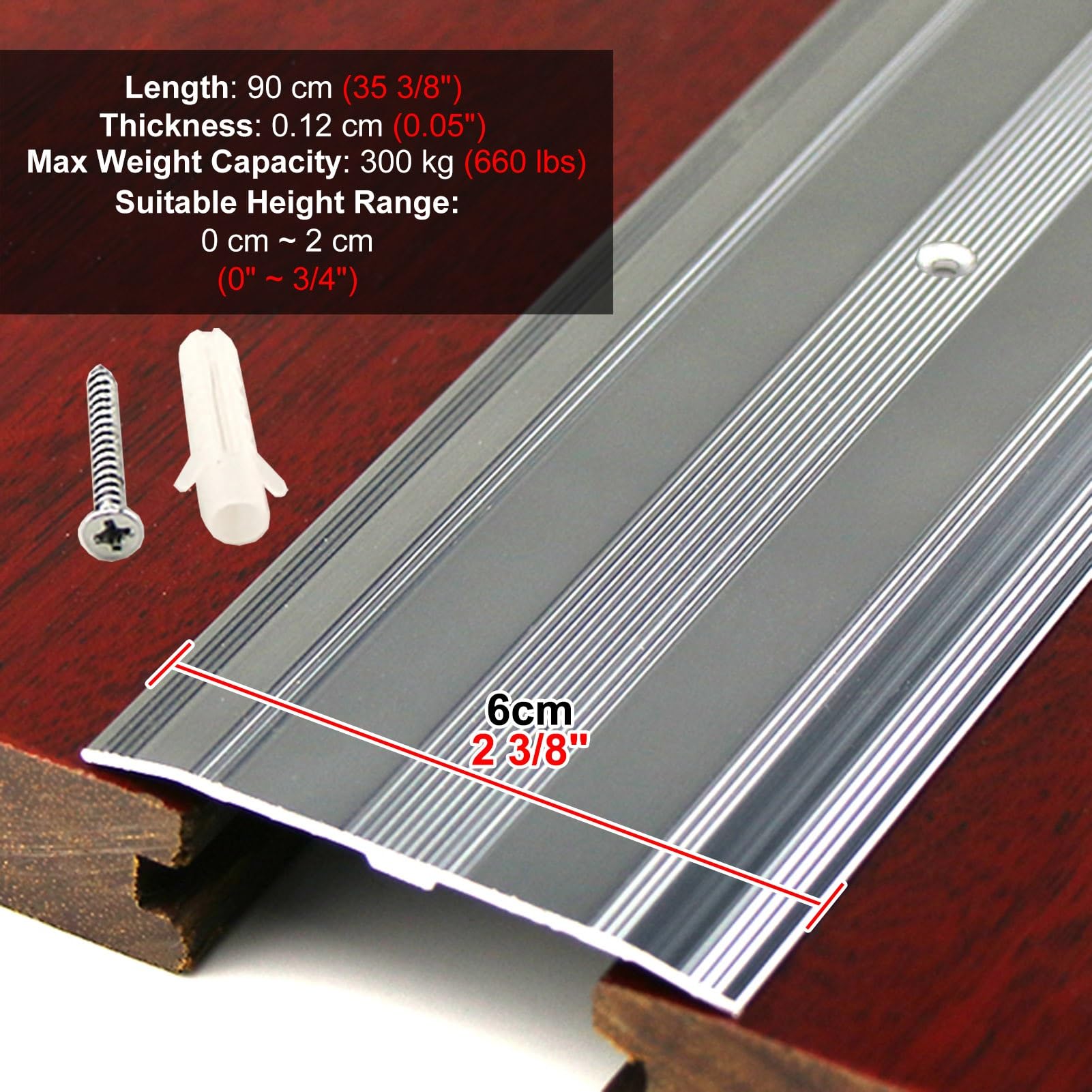 Lista Soglia Legno Piastrelle con Viti per Pavimenti Irregolari(Light Gray)