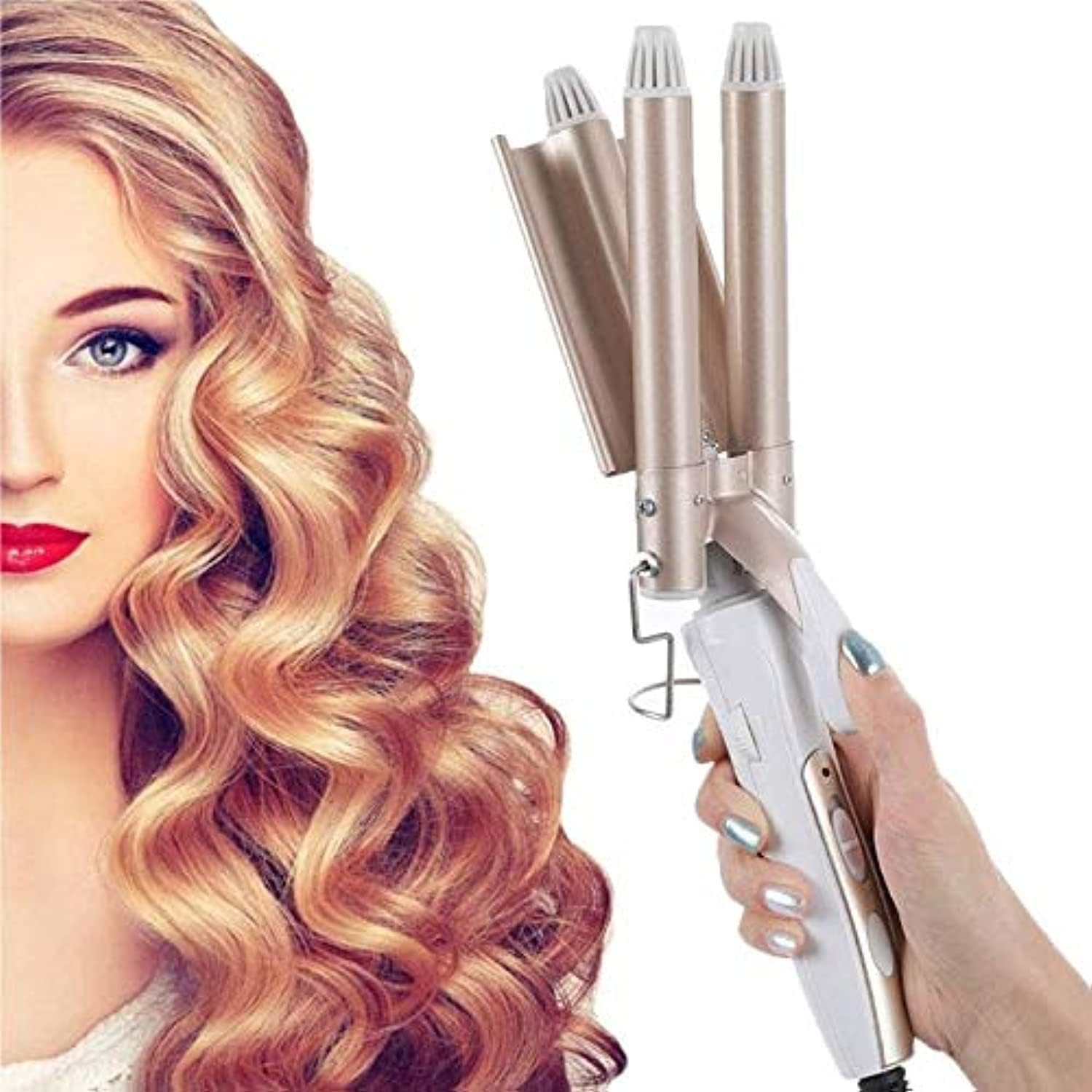 HICITI Hair Curling Iron Ceramic Professional Triple Barrel Hair Curler Egg Roll Hair Styling Tools Hair Styler Wand Curler Irons (GOLD)