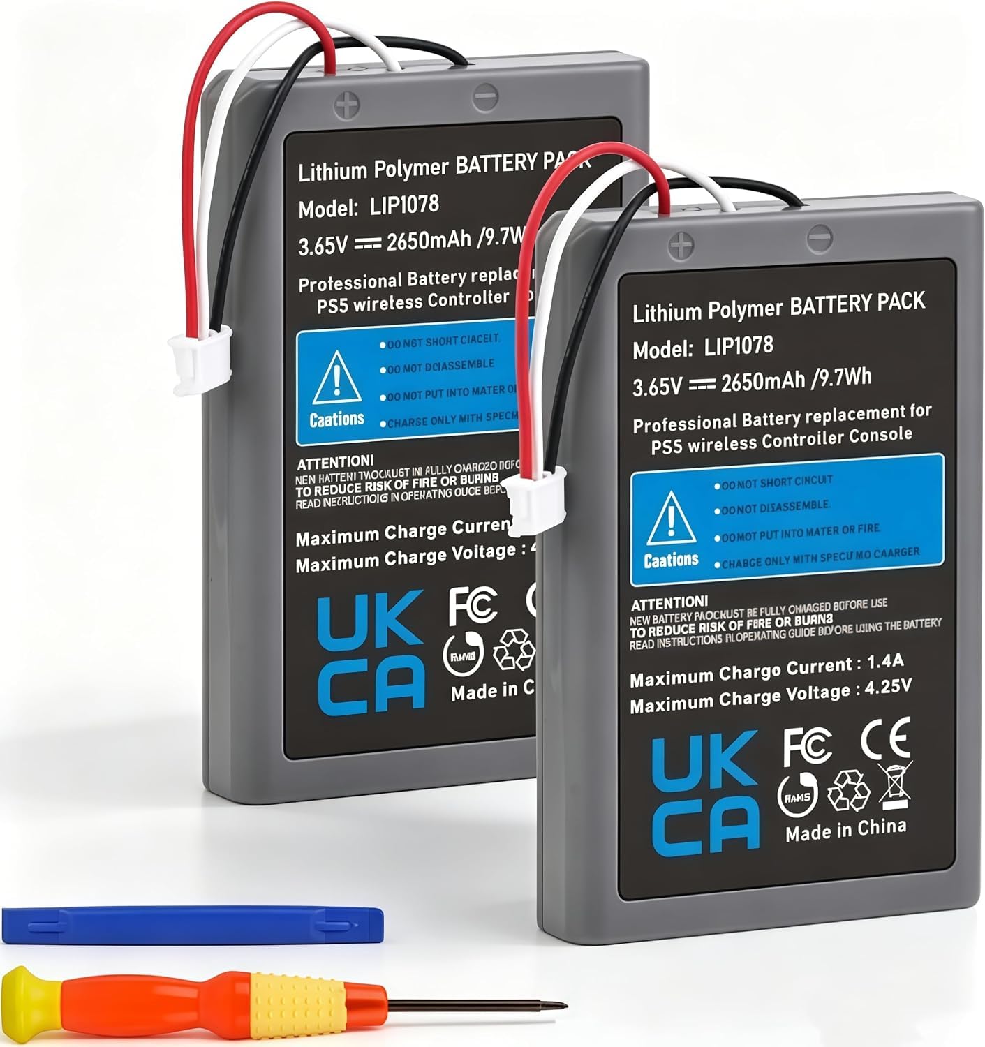 Pickle Power 2 x 2650mAh Batería Mando PS5, Batería LIP1078 para para Sony PlayStation 5 DualSense CFI-ZCT1W Controlador inalámbrico