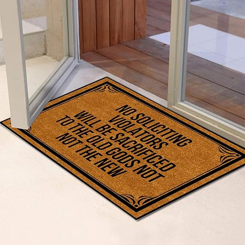 Miniatura 4 de Felpudo con texto en inglés No Soliciting Violators Will Be Sacrificed to The Old Gods, tapete de bienvenida para puerta delantera, tapete