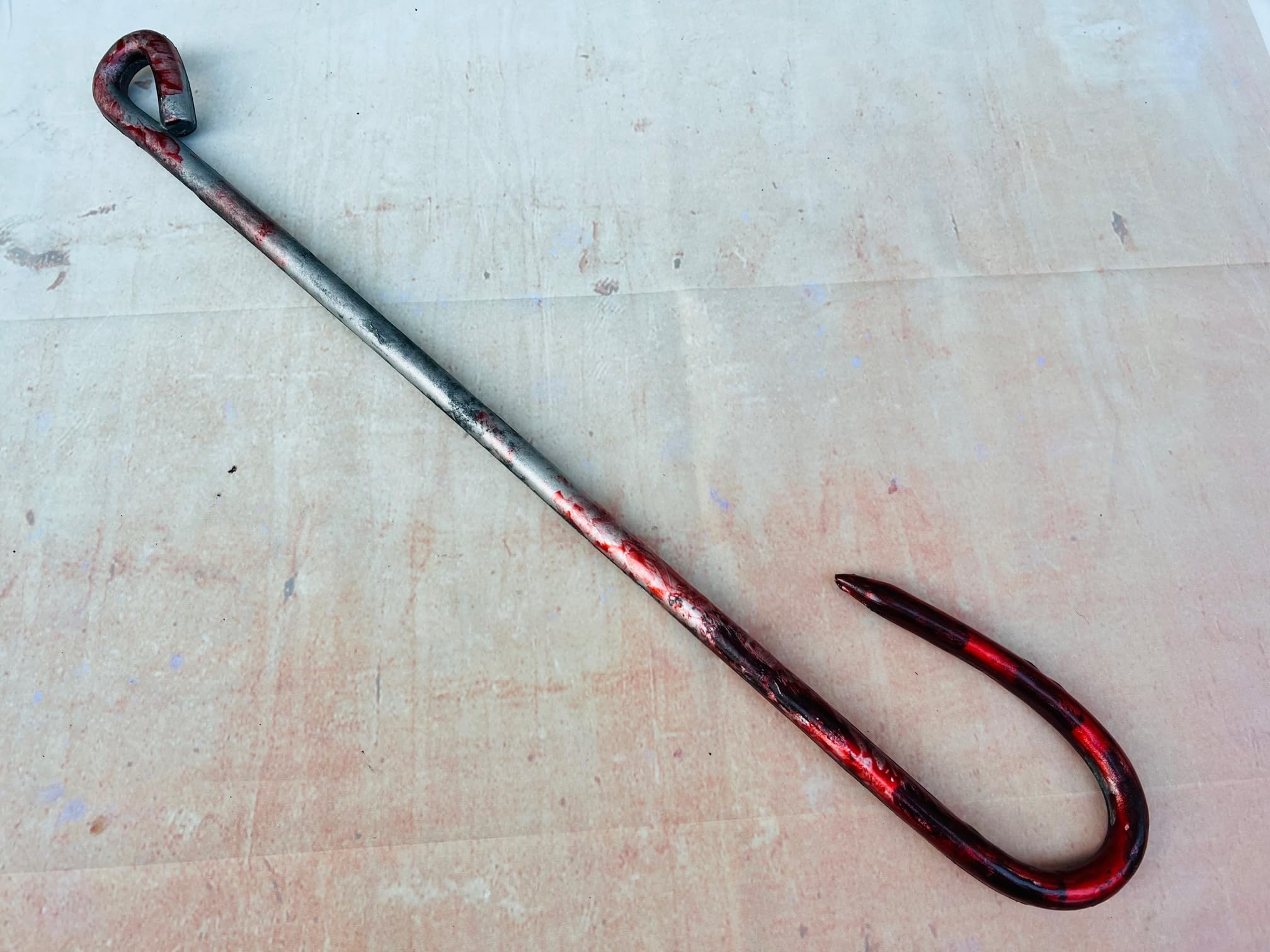 Rubber Johnnies BUTCHERS MEAT HOOK - Lightweight, Realistic Fake Butchers Meat Hook for Halloween Costumes and your Halloween Party, Con Safe, 66CM Long