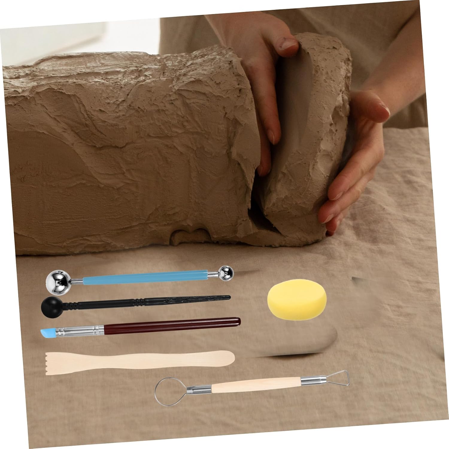 Uonlytech 1Set Pottery Clay Tool Durable Clay Sculpture Carving Kit with Various Shapes for DIY Projects and Materials for Long Term Use
