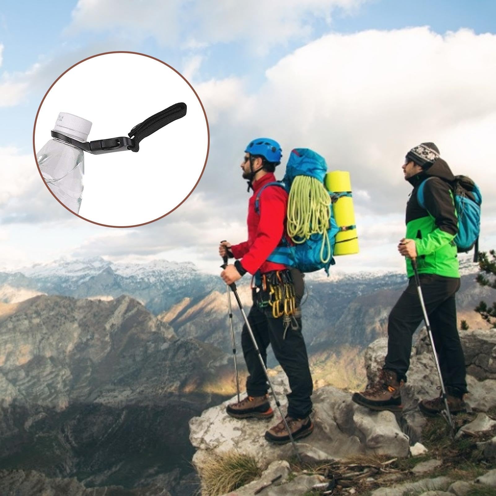 Generico Gancio Bottiglia - Fibbia Appesa | Supporto Portatile Borraccia | Anello Porta Bevande per Zaino, Cintura, Sacca da Golf, Moto, Silicone Resistente, Trekking E Campeggio, Moschettone Incluso