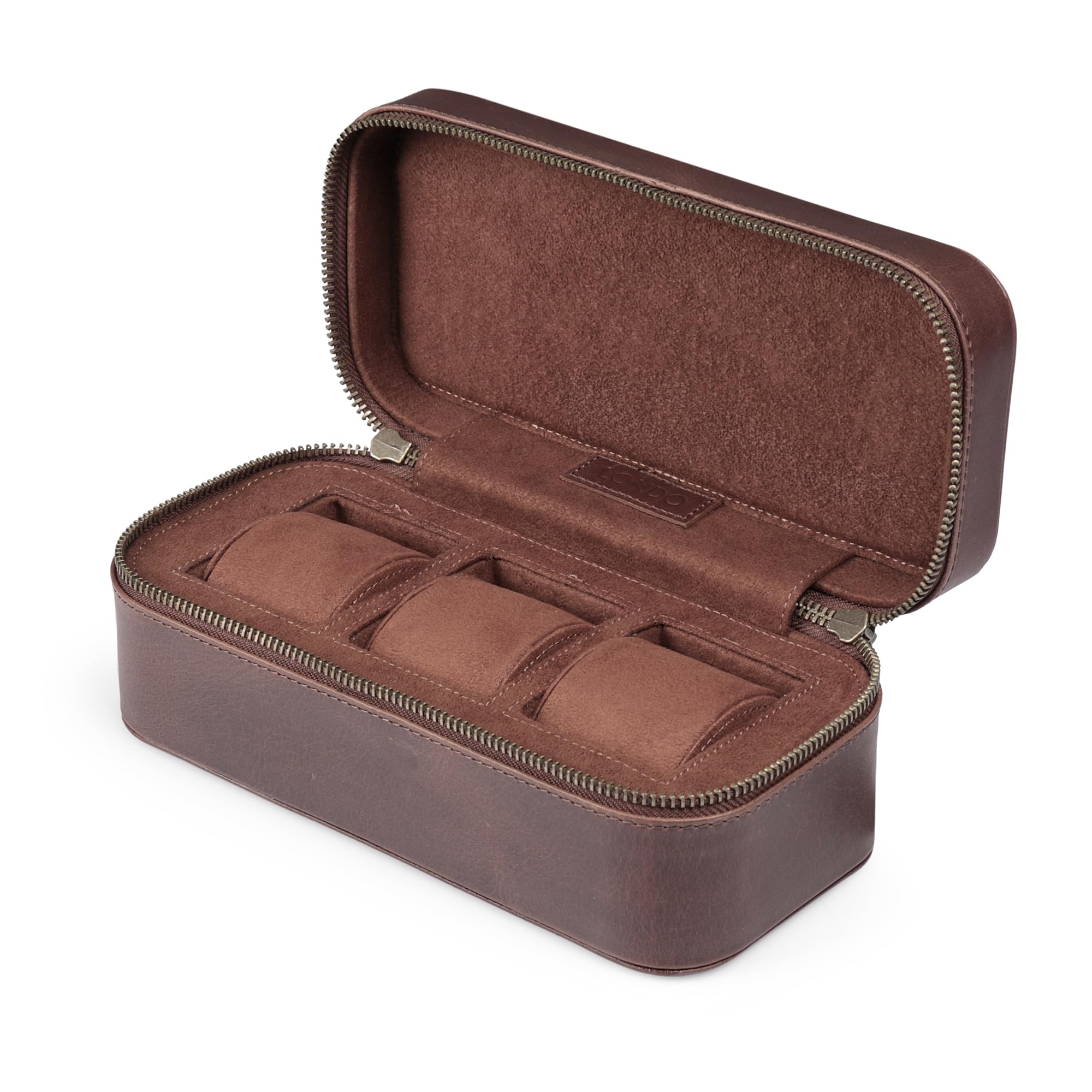 Londo Belmont - Scatola per orologi in vera pelle, elegante e resistente, custodia protettiva per orologi, organizer di alta qualità per collezionisti di uomini e donne (marrone)