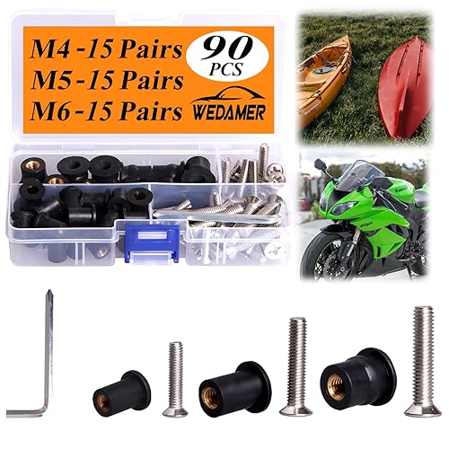 Miniatura 2 de WEDAMER 45 pares de tuercas de neopreno M4 M5 M6 con tornillo de acero inoxidable, tuercas de goma M5, pernos de cobre, kit de tuercas de pozo para