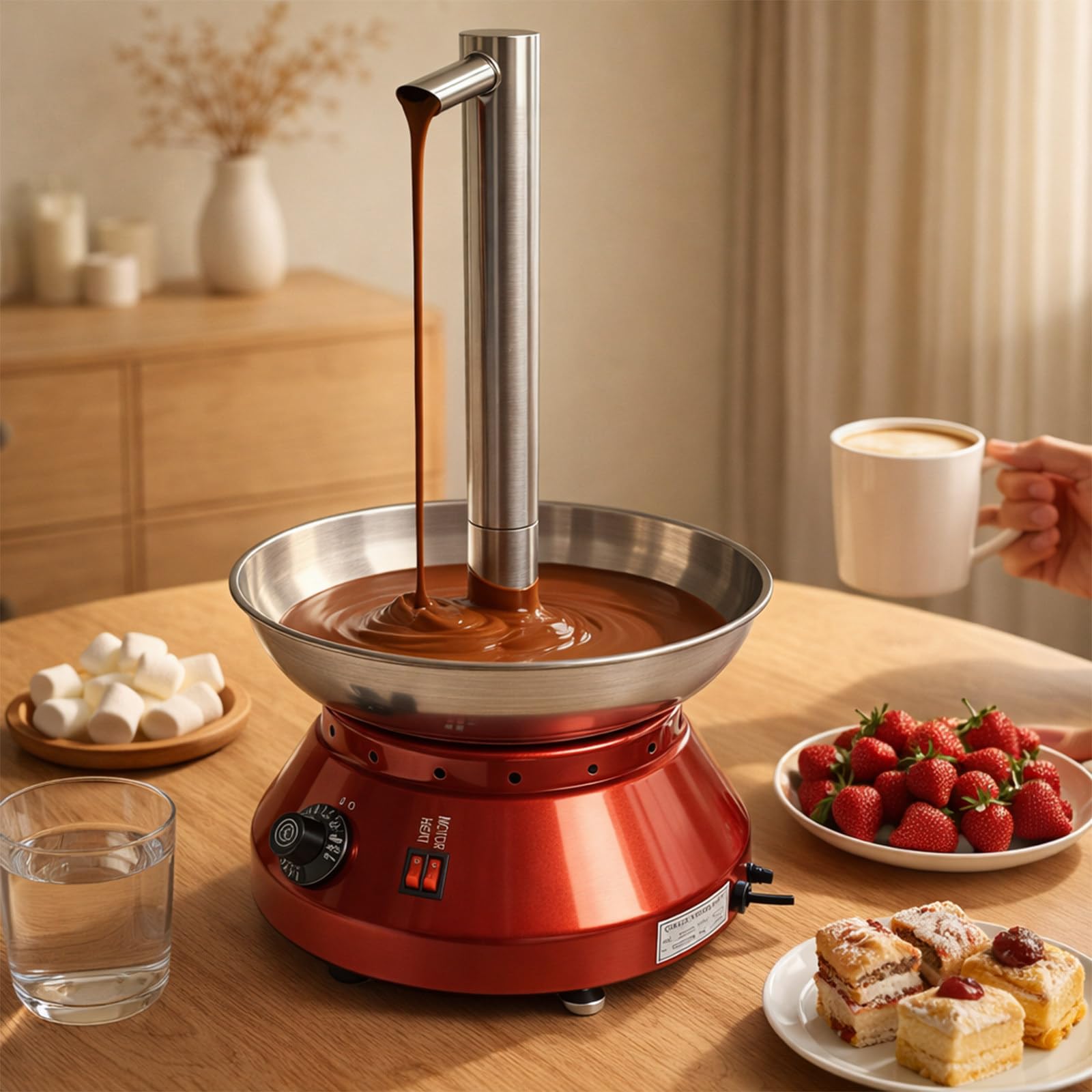 Scaldabagno elettrico per fonduta di cioccolato, 3000 ml, in acciaio inox, per buffet, eventi e feste