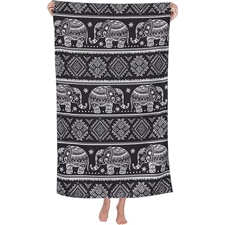 Boho Elephants Ultra-Absorbent Elephant Bath Towel for the Perfect Beach Day