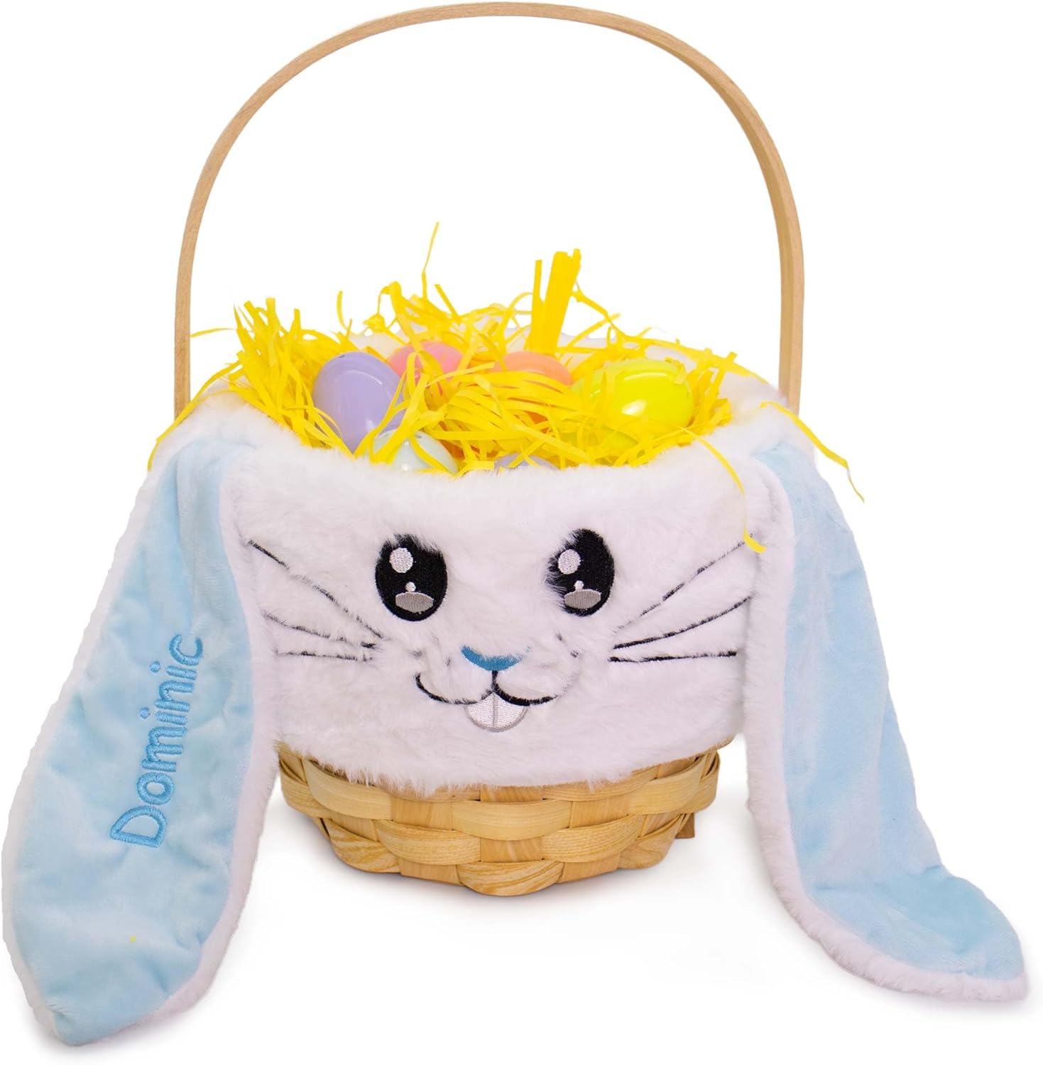 Personalized Bunny Ears Easter Basket (Blue)