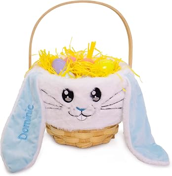 Personalized Bunny Ears Easter Basket (Blue)
